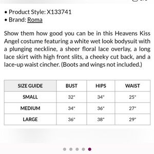 NEW Roma Heaven's Kiss Angel Sexy 2 Piece Costume Dress Set Small Yandy